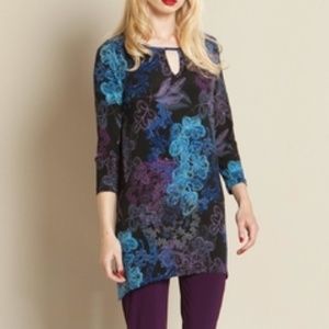 Clara Sunwoo Purple/Blue Keyhole Tunic Top Xs, xl, 1x